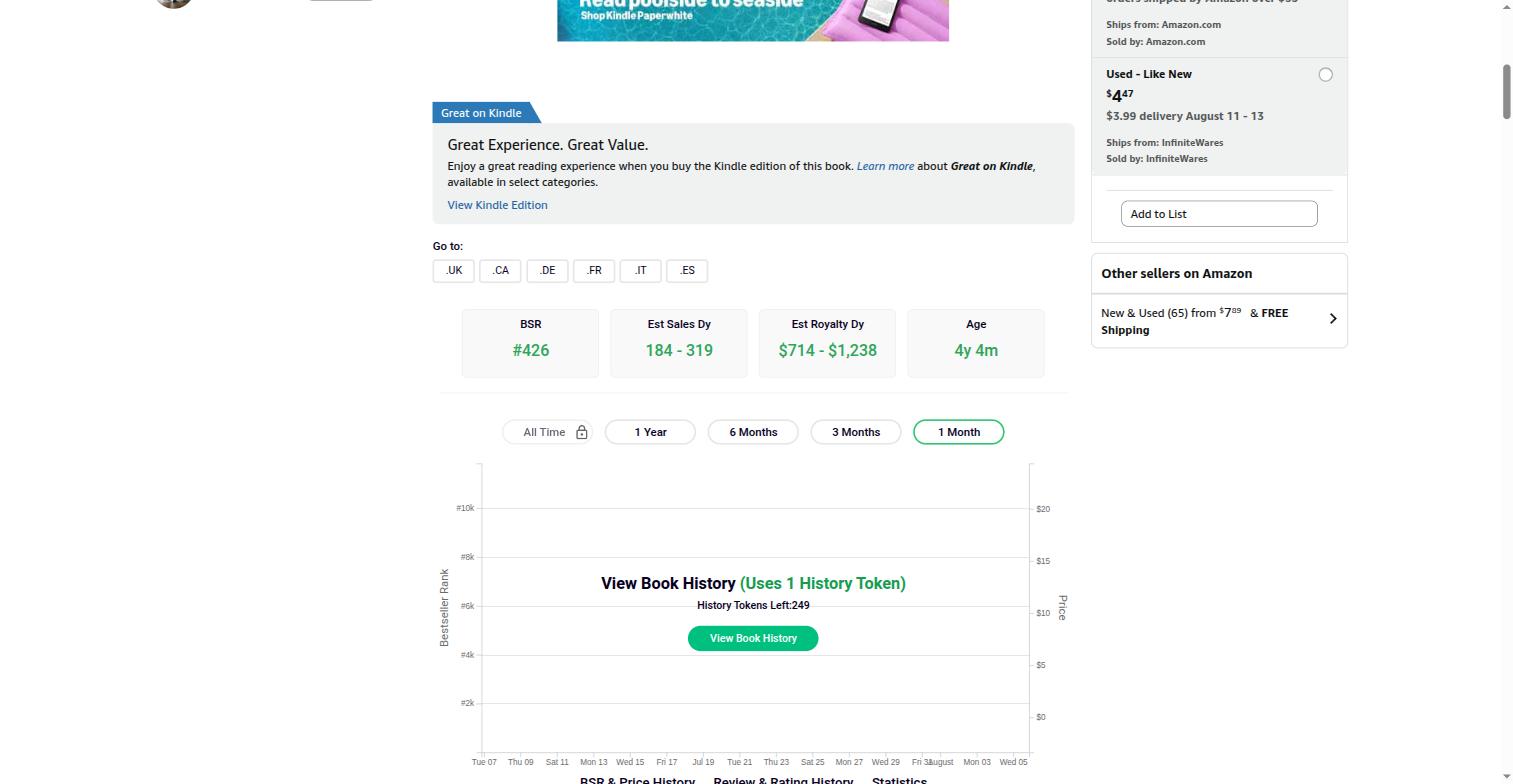 Amazon listing for an anger-management workbook, with BookBeam's royalty estimate visible.